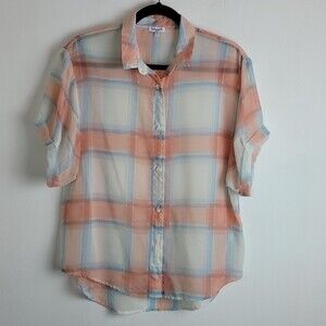 Splendid windowpane sheer top Sz S